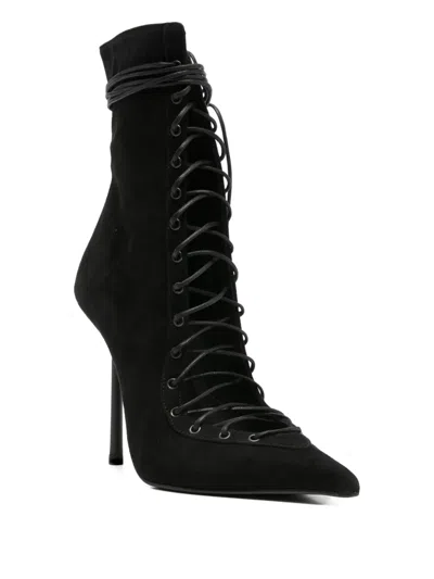 Le Silla 100mm Colette Lace-up Pointed-toe Boots In Black