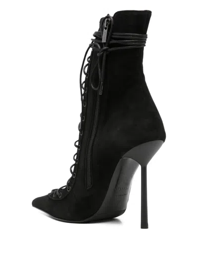 Le Silla 100mm Colette Lace-up Pointed-toe Boots In Black