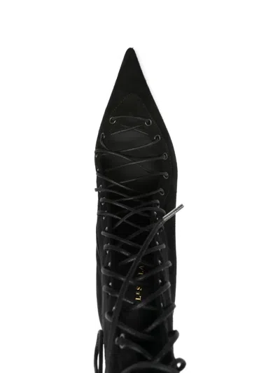 Le Silla 100mm Colette Lace-up Pointed-toe Boots In Black