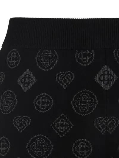 Casablanca Black Jacquard Trousers With Grey Logo Pattern In Black