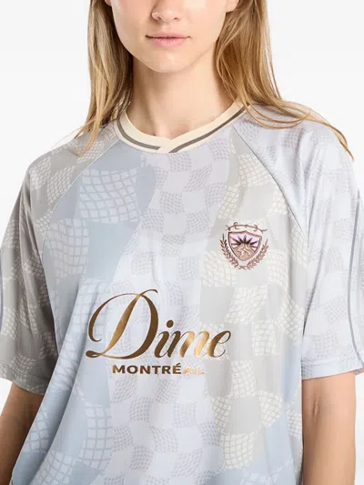 Dime Check-pattern Emblem-detail T-shirt In Neutral