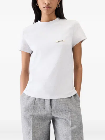 Jacquemus Logo-embroidered T-shirt In Gray