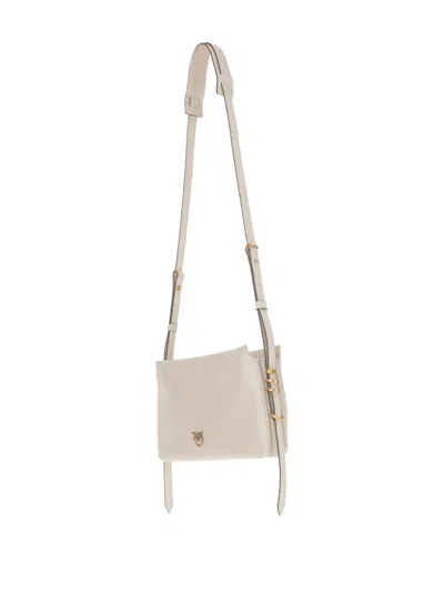 Pinko White Leather Triplet Mini Crossbody Bag In White