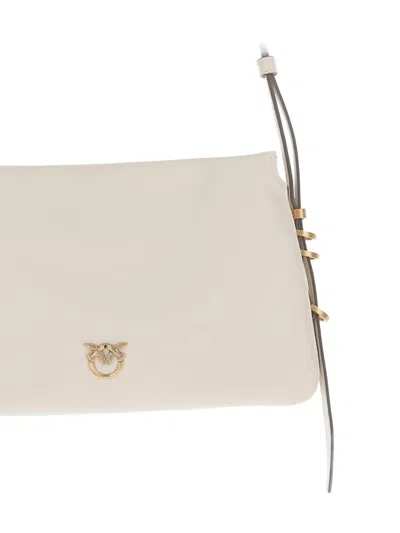 Pinko White Leather Triplet Mini Crossbody Bag In White