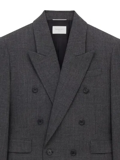 Saint Laurent Tailored Blazer With Double-breasted Design In Gray