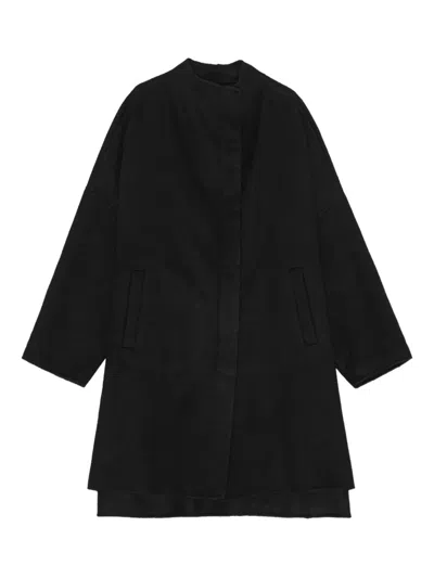 Remain Birger Christensen Drapy Draped Wool Coat In Black