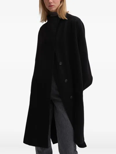 Remain Birger Christensen Drapy Draped Wool Coat In Black