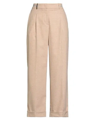 Peserico Woman Pants Sand Size 10 Wool, Polyester, Viscose, Polyamide, Elastane In Neutral