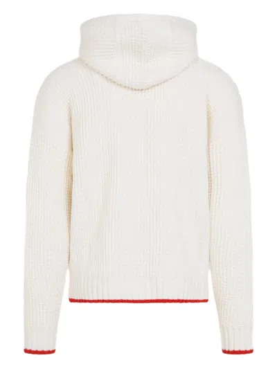 Casablanca Waffle Texture Hoodie With Tonal Hood In White