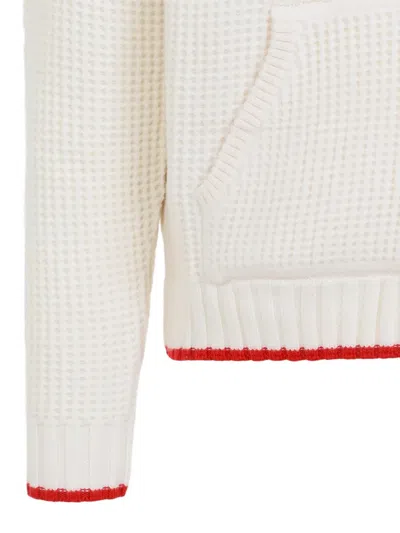 Casablanca Waffle Texture Hoodie With Tonal Hood In White