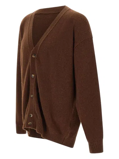 Laneus Button-up Knitted Cardigan In Brown