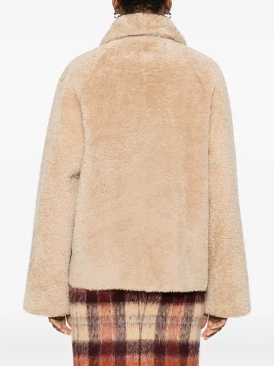 Arma Shearling Collared Jacket In Neutral