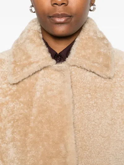 Arma Shearling Collared Jacket In Neutral