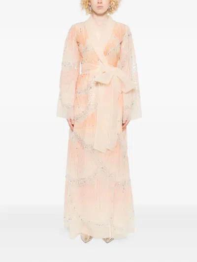 Miau By Clara Rotescu Embellished Wrap Maxi Dress In Multi