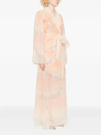 Miau By Clara Rotescu Embellished Wrap Maxi Dress In Multi