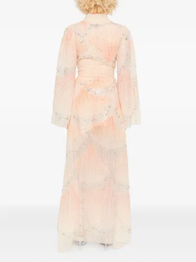 Miau By Clara Rotescu Embellished Wrap Maxi Dress In Multi