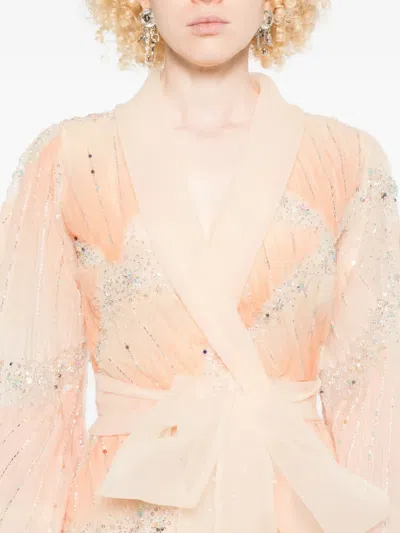 Miau By Clara Rotescu Embellished Wrap Maxi Dress In Multi