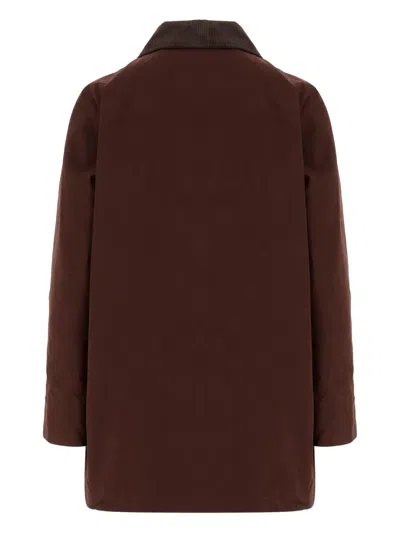 Aspesi Corduroy Collar Long Sleeve Coat In Brown