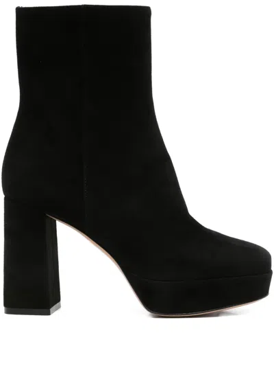 Gianvito Rossi 70mm Holly Platform Block-heel Suede Boots In Black