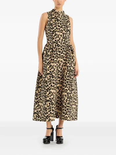 Rotate Birger Christensen Rotate Birgerchristensen Jacquard Midi Dress In Animal Print