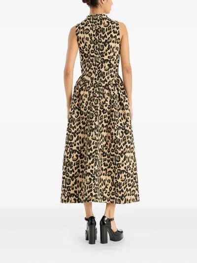 Rotate Birger Christensen Rotate Birgerchristensen Jacquard Midi Dress In Animal Print