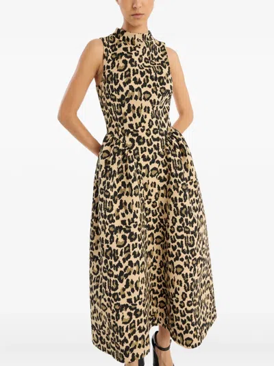Rotate Birger Christensen Rotate Birgerchristensen Jacquard Midi Dress In Animal Print