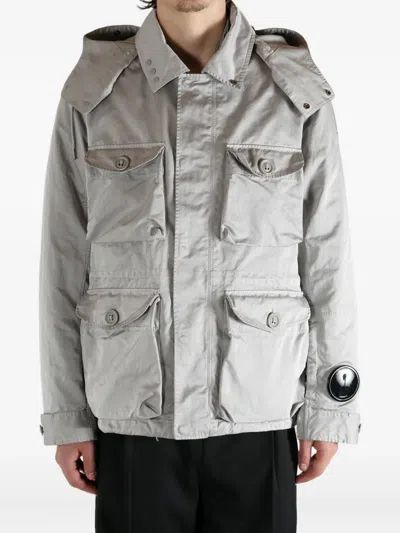 C.p. Company Micro Kei Hooded Multi-pocket Jacket In Gray
