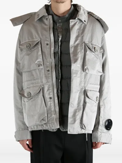 C.p. Company Micro Kei Hooded Multi-pocket Jacket In Gray