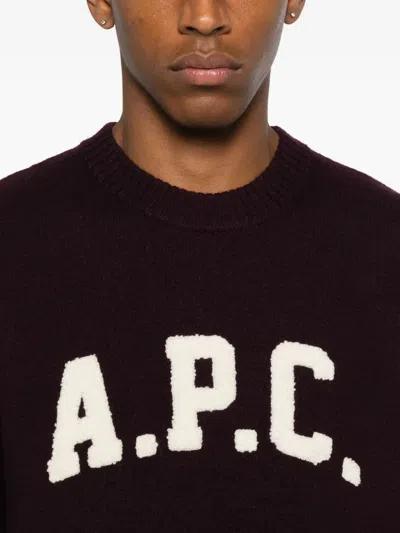 Apc Plum Wool Jay Sweater In Burgundy