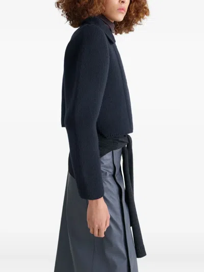 Lemaire Felted Double-breasted Blouson Jacket In Black