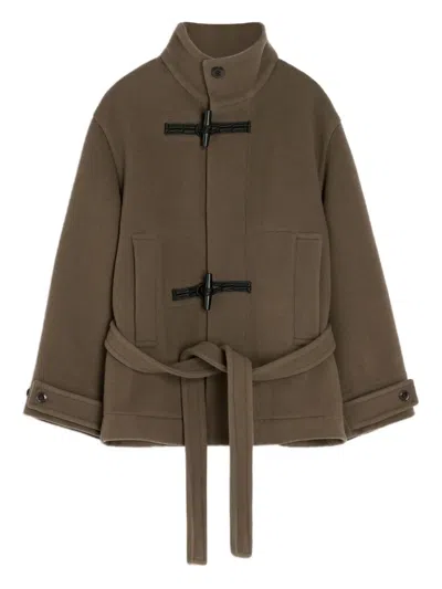 Lemaire Taupe Short Duffle Coat In Brown
