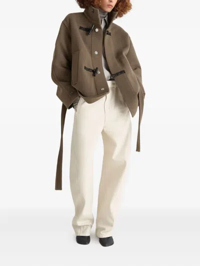 Lemaire Taupe Short Duffle Coat In Brown