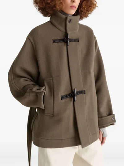 Lemaire Taupe Short Duffle Coat In Brown
