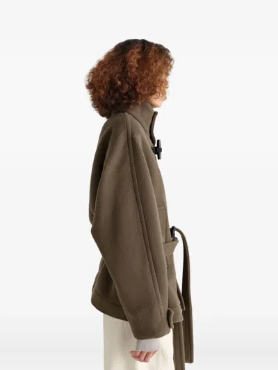 Lemaire Taupe Short Duffle Coat In Brown