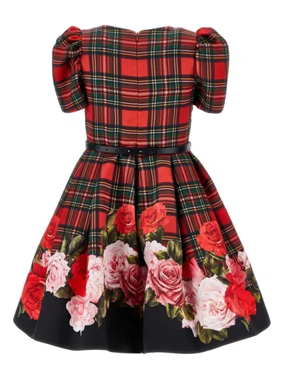 Monnalisa Kids'   Scottish Dress And Roses In Red