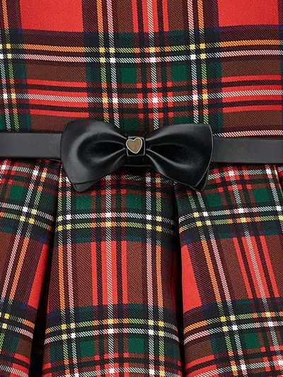 Monnalisa Kids'   Scottish Dress And Roses In Red