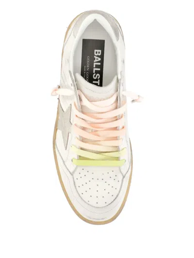 Golden Goose Ball Star Sneakers In Leather With Laminated Star And Suede Heel Tab Shoes In White