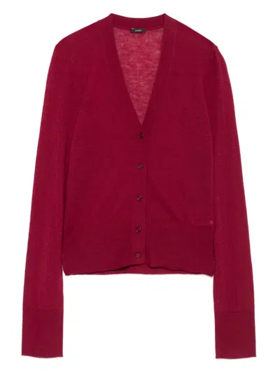 Joseph Button-front Long-sleeve Cardigan In Red