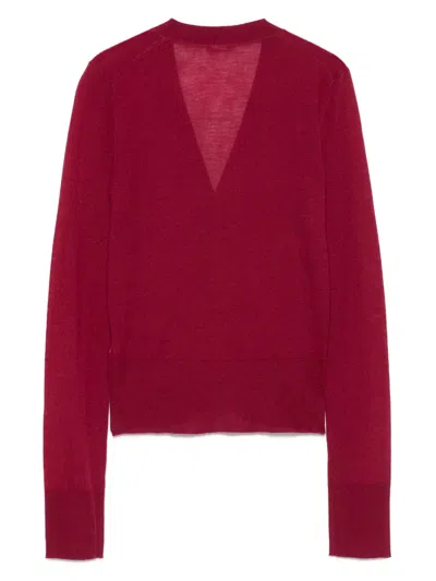 Joseph Button-front Long-sleeve Cardigan In Red