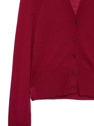 Joseph Button-front Long-sleeve Cardigan In Red
