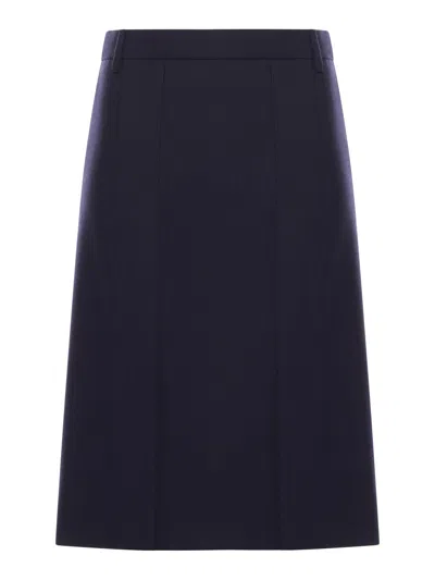 Prada Knee-length Skirt With Multiple Slits And Loops In Blue