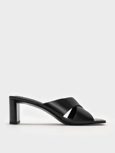 Charles & Keith - Georgina Crossover-strap Blade-heel Mules In Black
