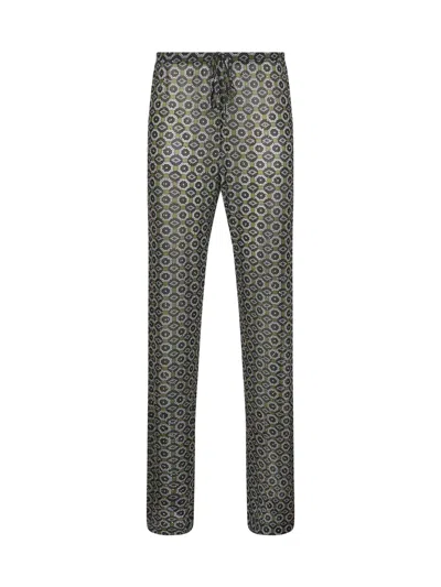 Dries Van Noten Regular Fit Mesh Trousers With Geometric Print In Black