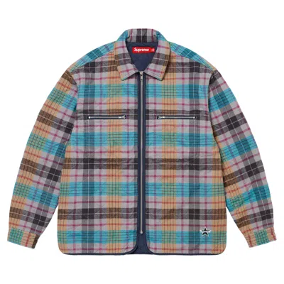 Pre-owned Supreme Quilted Flannel Zip Up Shirt 'multicolor' | Multi-color | Men's Size S