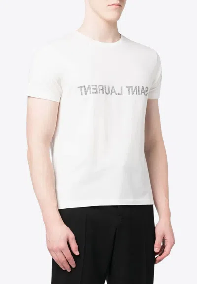 Saint Laurent Reverse Logo T-shirt In White