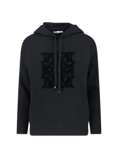 Max Mara Virgin Wool Hoodie In Black