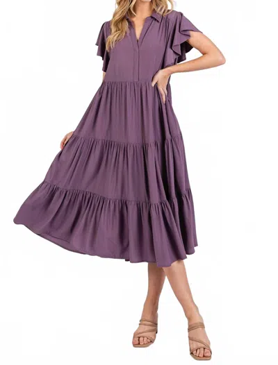 Mittoshop Faded Tiered Midi Dress In Plum In Purple
