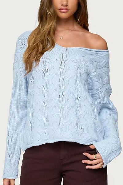 Edikted Inga Oversized Cable Knit Sweater In Blue