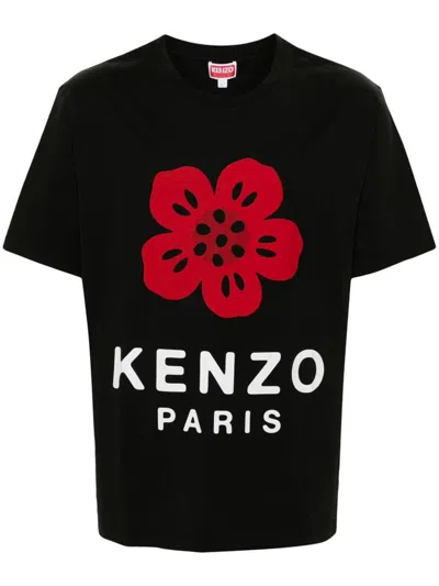 Kenzo Tshirt Con Stampa Boke Flower In Black
