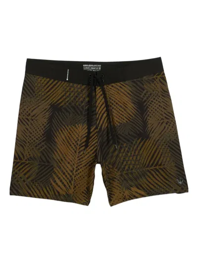 Osklen Palm-tree Print Drawstring Swim Shorts In Brown
